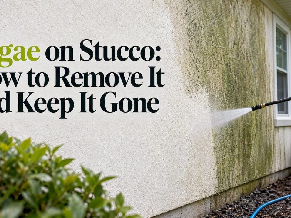 Green algae on a stucco home exterior