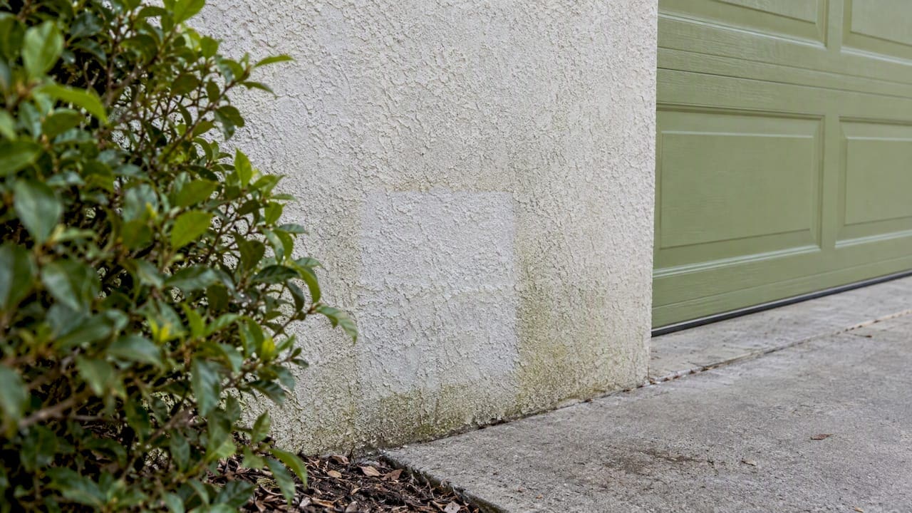 Subtle test patch on textured stucco